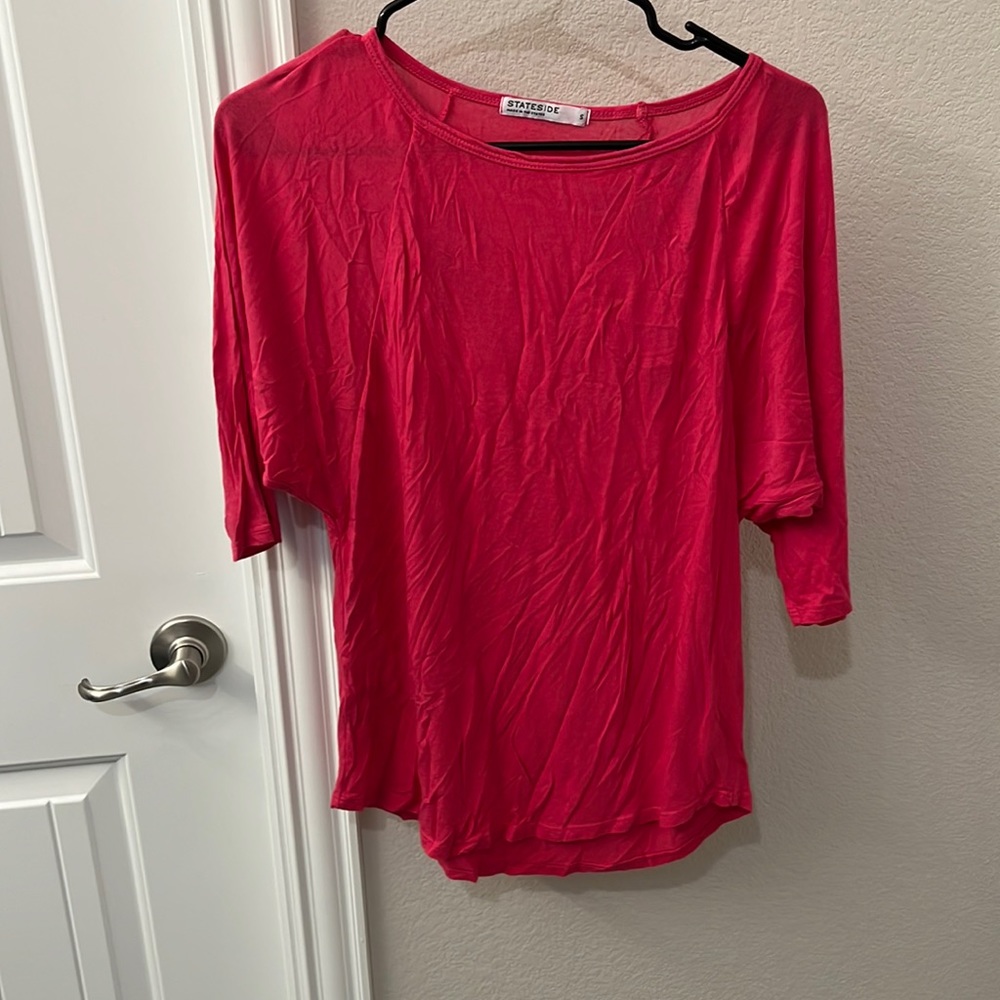 Stateside three quarter sleeve pink shirt in Small